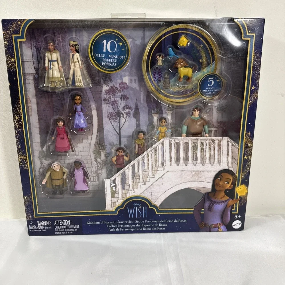New Mattel Disney Wish Kingdom Of Rosas Character Set‎ W/10 Mini Dolls
